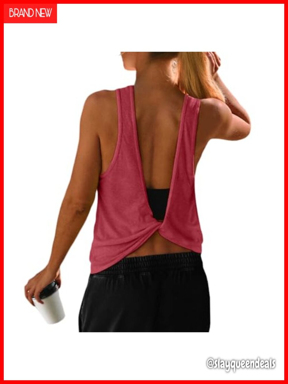 UNIANKIYA Open Back Workout Tank Top Women Sleeveless Twist Back Yoga Gym Shirt